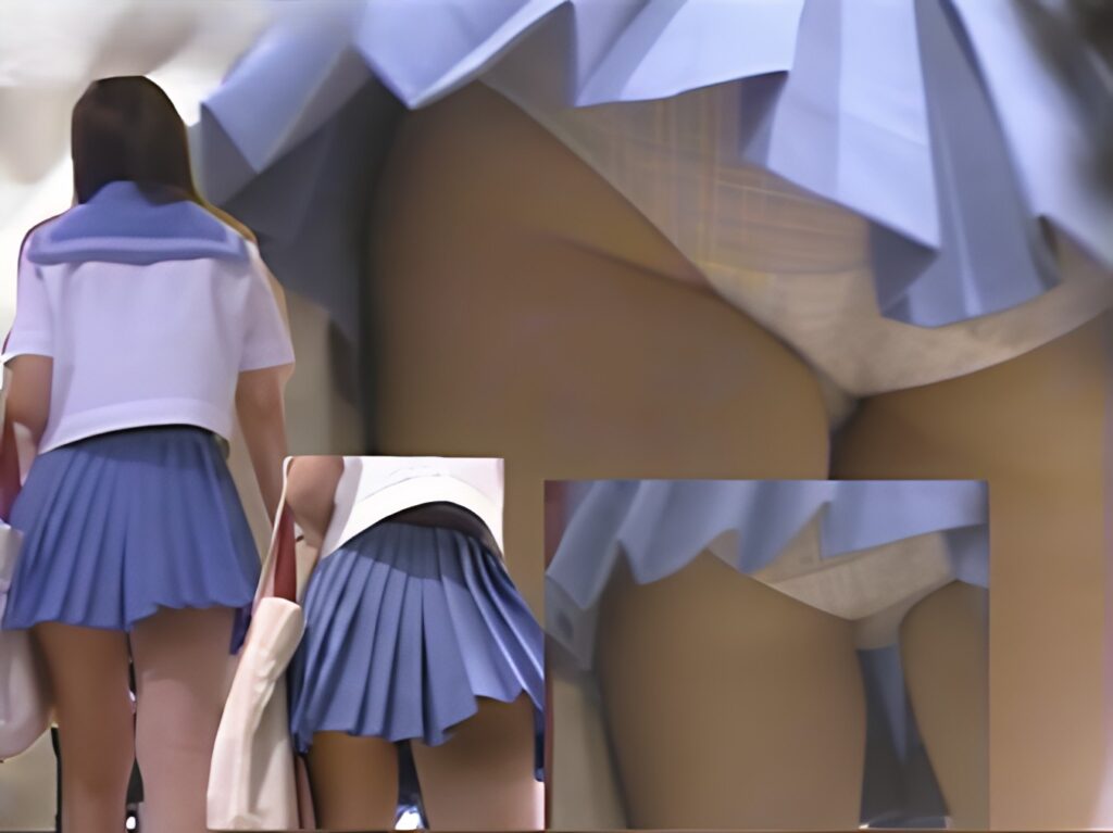 この水色のセーラー服は、どストライクなんですがぁぁーー!制服だけで爆発しそうなのに、そこからパンチラ大爆発です!よーく見ると、薄いピンクに可愛いチェック柄ではではないですか!ダイナマイトぱんちらと名付けましょう!