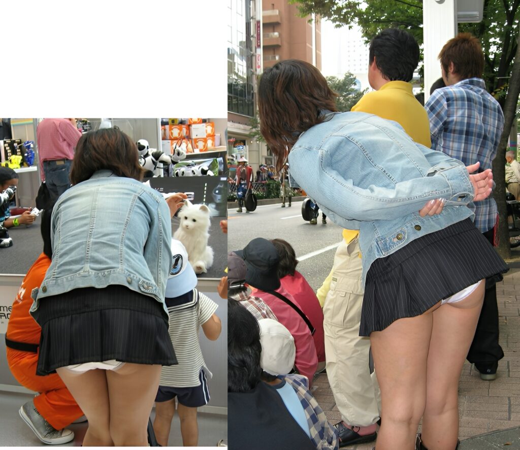 怪しまれずぱんつを堪能できる、ラッキーシチュエーションです!でもこれ、普通に立ってるだけでも見えてたんじゃない?