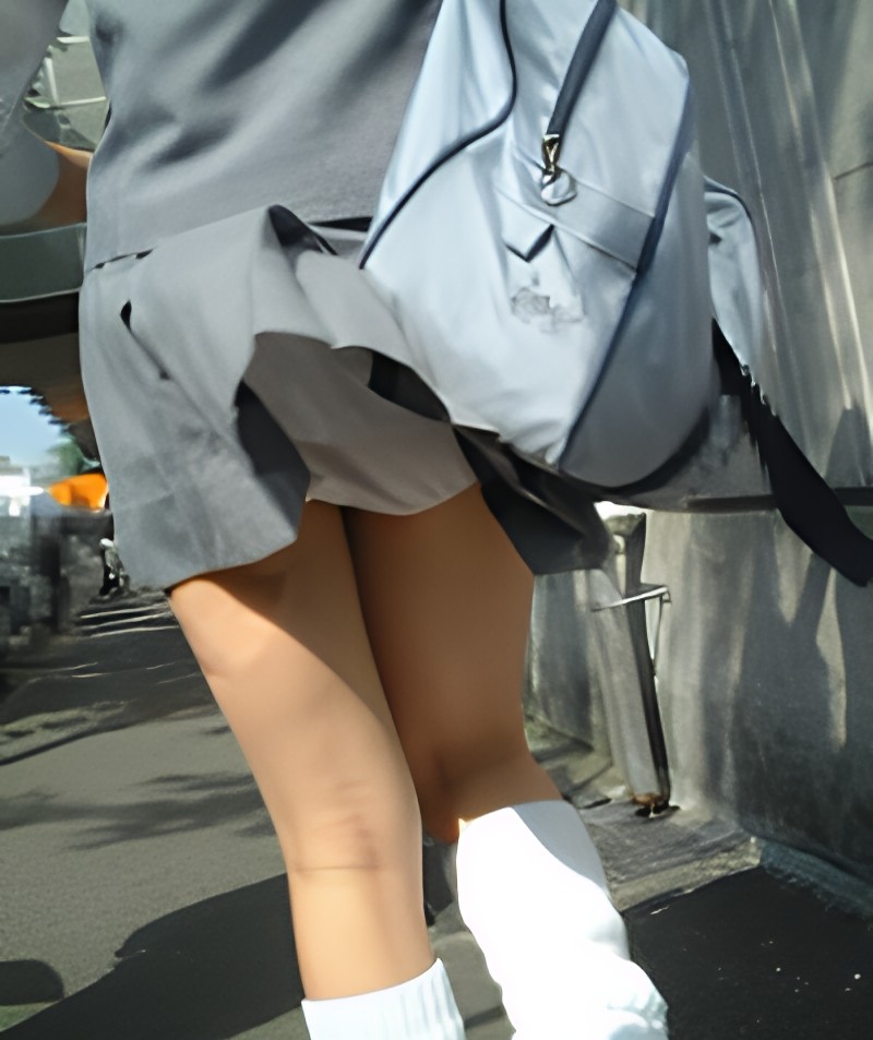 風に吹かれて、一瞬だったと思いますよ！スカートが捲れ上がり、それを見事にと捉える漢の執念を感じます。JKはやっぱり白が似合いますね！ルーズソックスも白で、可愛いですね！