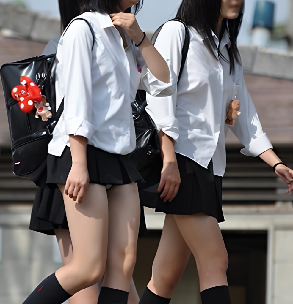 ただ歩いているだけなのに、前から純白パンティが見えちゃってます!風が吹いたわけでもないのに見えているということは、ず~と見えてるってことですよ!