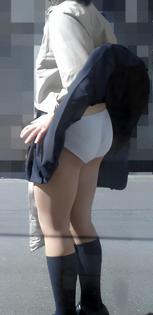 ここまで捲れ上がって、パンツの上のラインまで見えちゃっている、パーフェクトな純白パンチラです!ここまで捲りあがるのは、超レア風チラです。白は良いですねぇ~!それでいて綿ですよ!綿純白です!