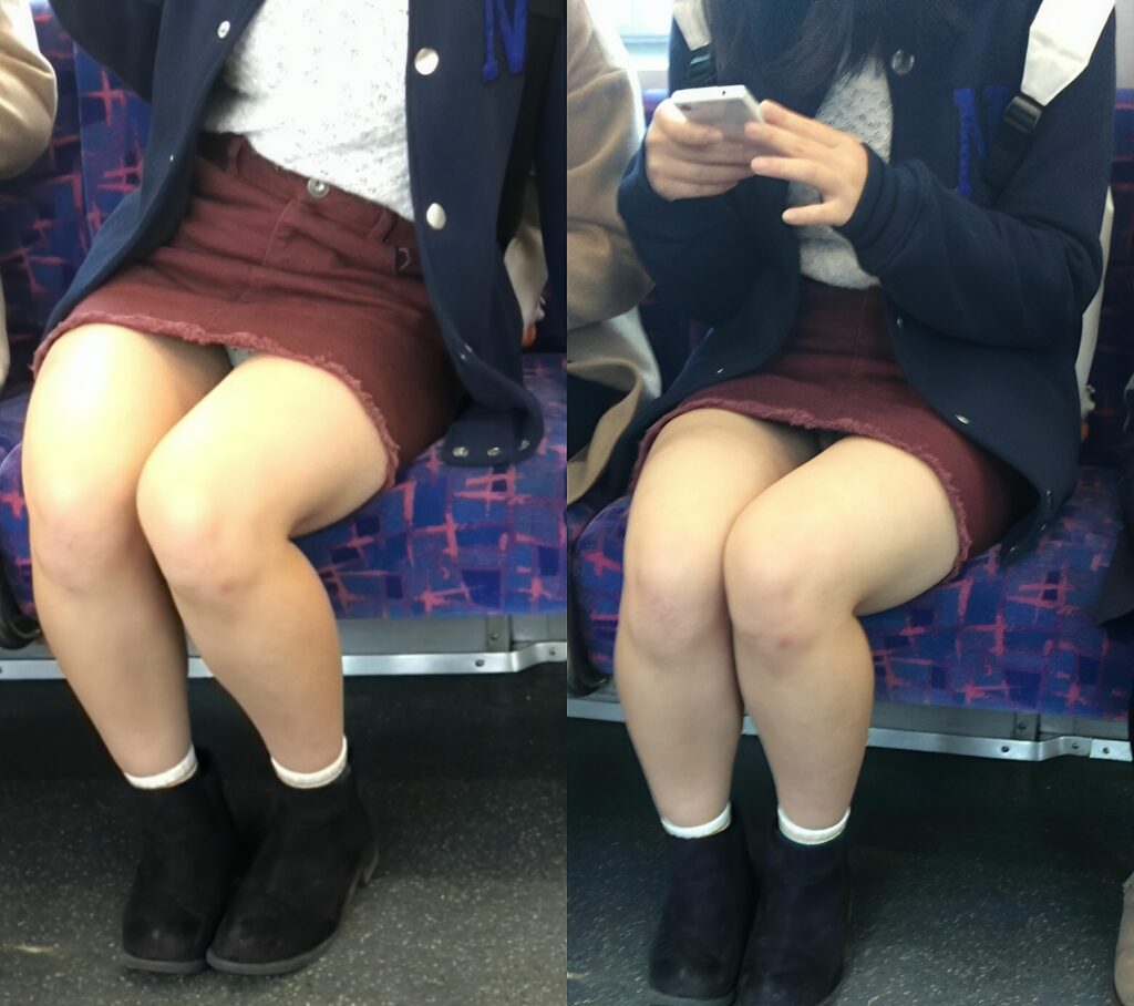 このチラ見え良くないですか?この見え方は、タイトミニでなければ不可能だった奇跡です!これぞ究極のパンチラだと思ってます。