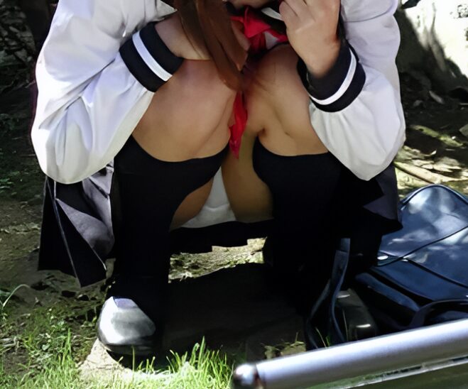 これぞ神レベルのしゃがみぷっくり純白JK!これこそ究極のパンチラの一つです!これがしゃがみパンチラの真骨頂ですよね!