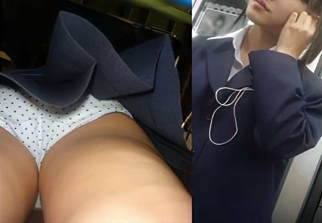 純白に小さいドットのパンツがJKらしくてかわいいですね！小さい水玉が規則正しく並んでいるぱんつ、それが小さめ規則型で御座います。